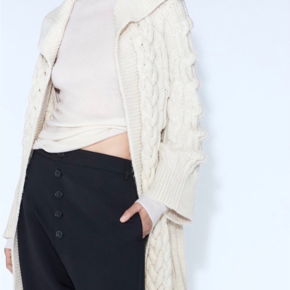 ZARA Women's Textured Cable Knit Coat(Ecru , US  M / EUR  M) - Picture 2 of 14